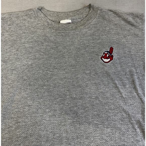 Vtg Cleveland Indians Chief Wahoo Shirt Mens XL Embroidered Logo Gray Mesh Logo - Picture 2 of 9